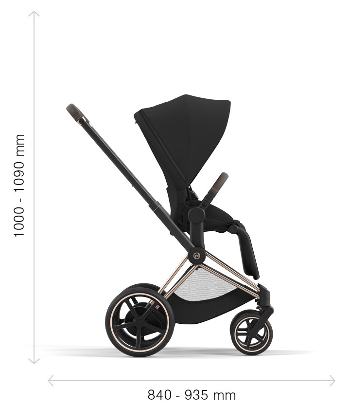 Rozměry – po rozložení Cybex ePriam 3.0 rám s podvozkem sedačky