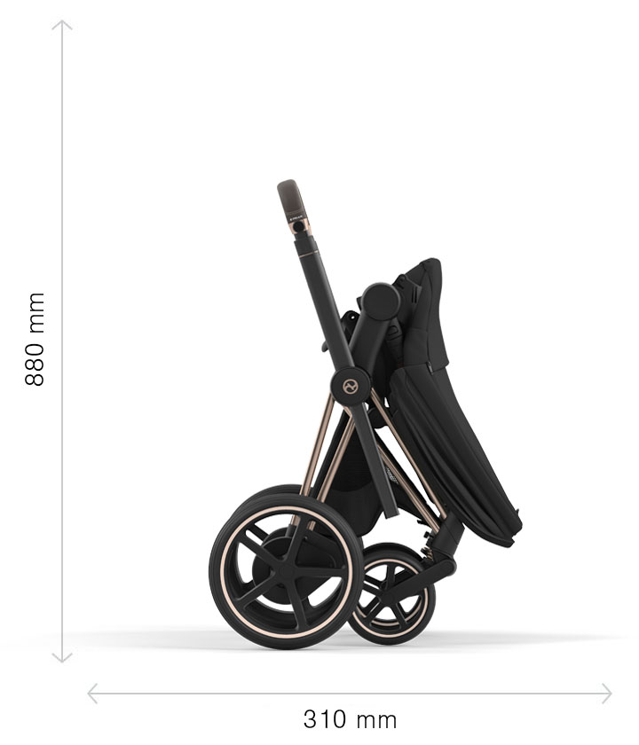 Rozměry – po složení Cybex ePriam 3.0 rám s podvozkem sedačky