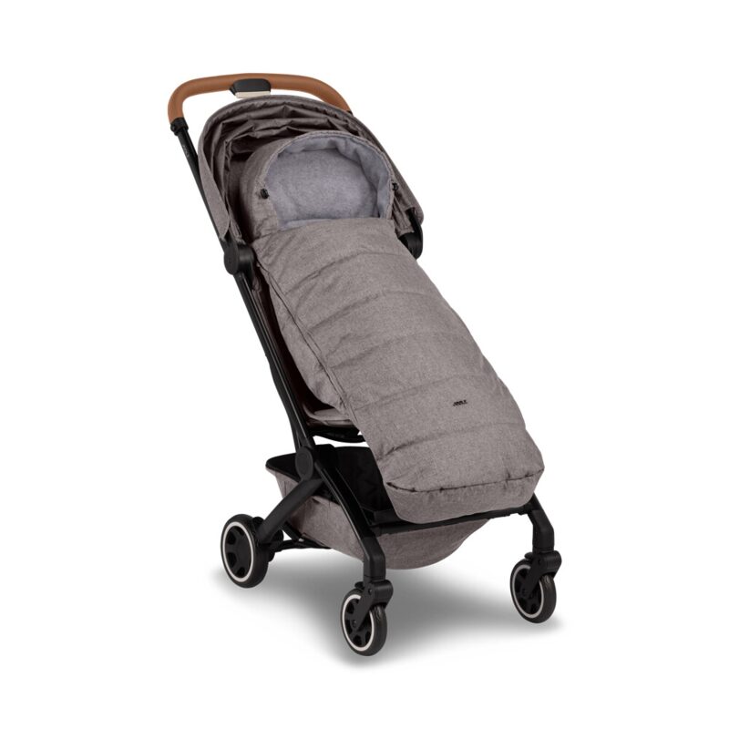 Joolz Aer footmuff fitted on pushchair — child snug in the footmuff