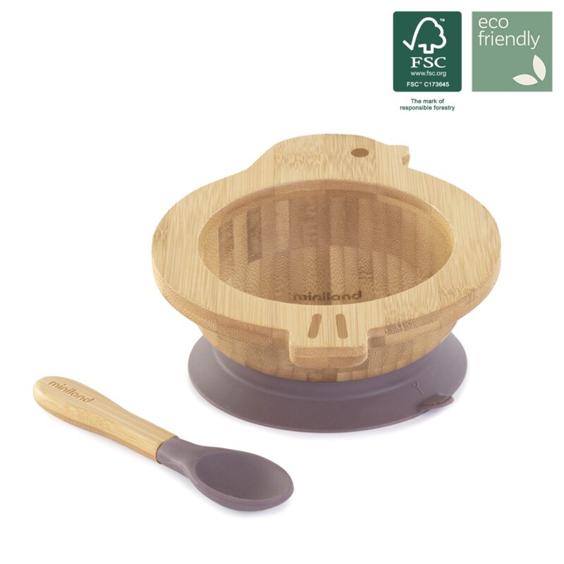 Miniland Wooden Bowl Chick — bamboo BLW bowl with suction cup