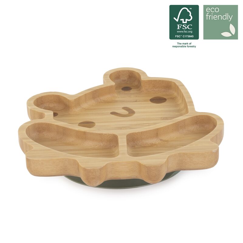 Miniland Wooden Plate Frog — bamboo BLW plate with suction cup