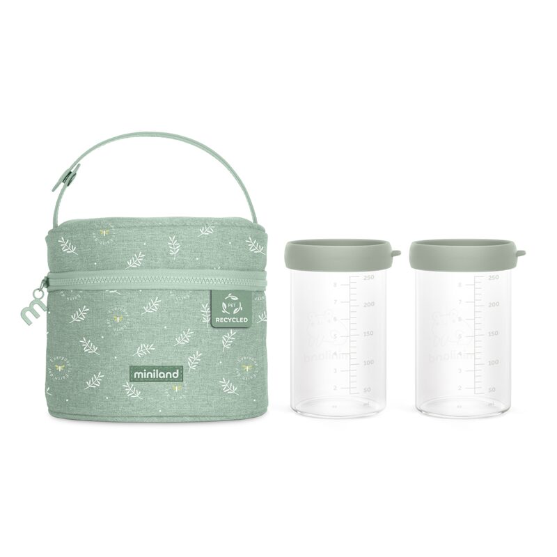 Miniland skleněné nádoby ECO-friendly 2x250ml s izotermickou taškou Žabka