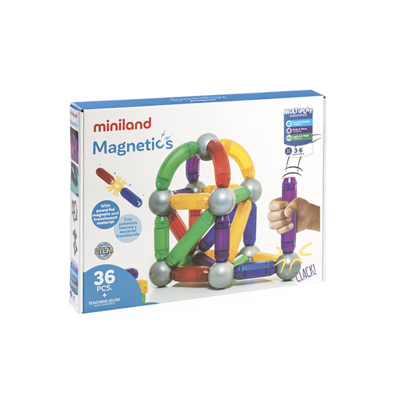 Miniland Magnetic Blocks 36 pcs — colourful magnetic building set