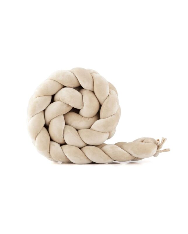Waldin velour braided cot bumper 210 cm Beige