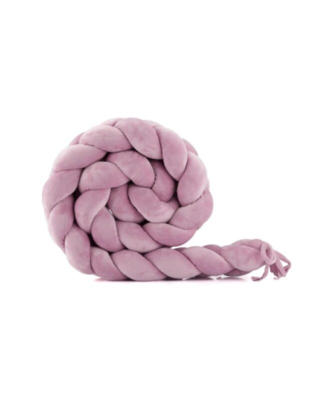 Waldin velour braided cot bumper 210 cm Dusty Rose