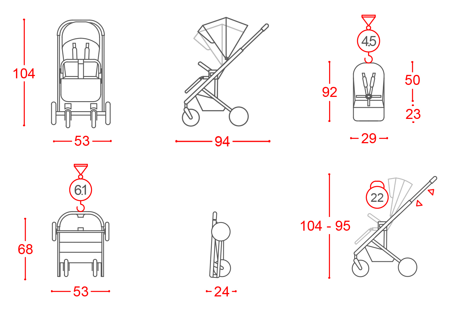 Carrello Alfa výška polohy rukojeti