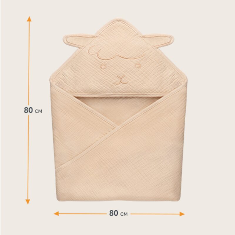 Lionelo Muslin Hooded Towel — praktický rozměr 80 x 80 cm
