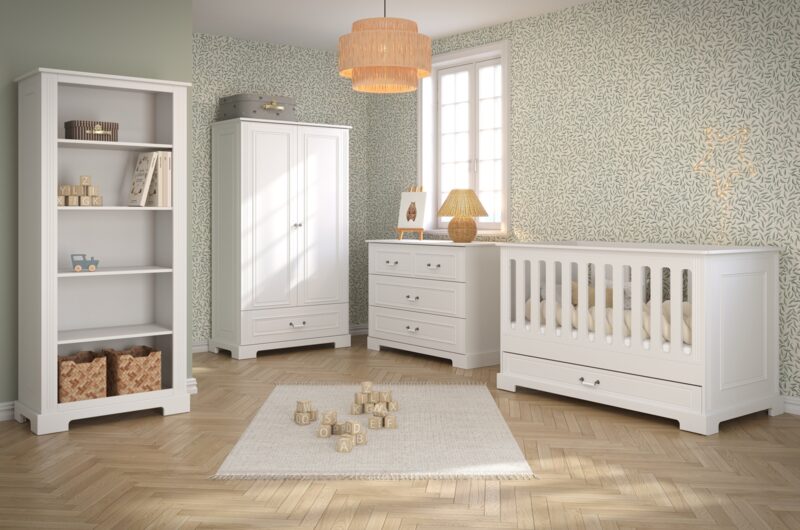 Bellamy Ines bedside table Elegant White in a nursery setting