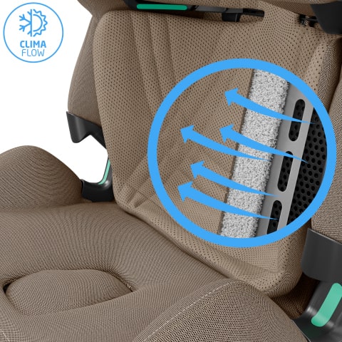 Maxi-Cosi Pearl XL Slide Pro technologie ClimaFlow zajistujici cirkulaci vzduchu