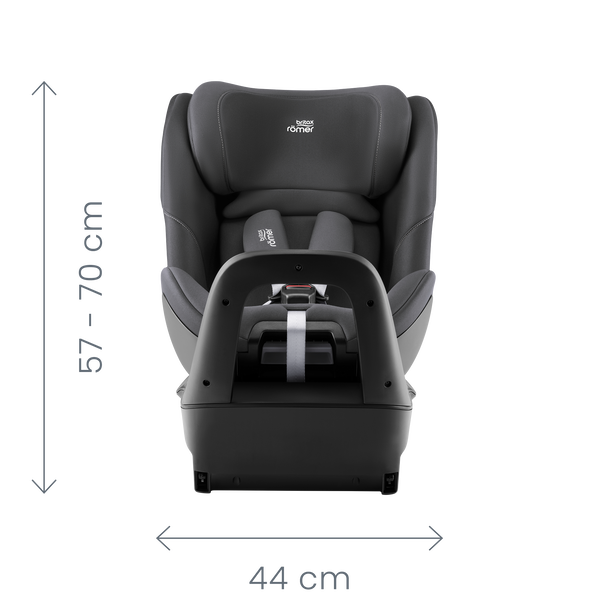 Britax Romer Swivel 2 – přední pohled (rozměry)