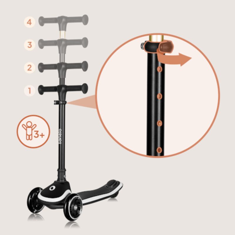 Lionelo Mey 4-level handlebar height adjustment