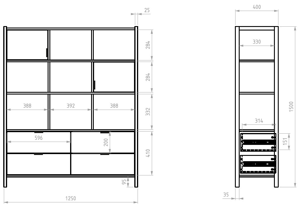 Bellamy Versa regál Tall technické údaje