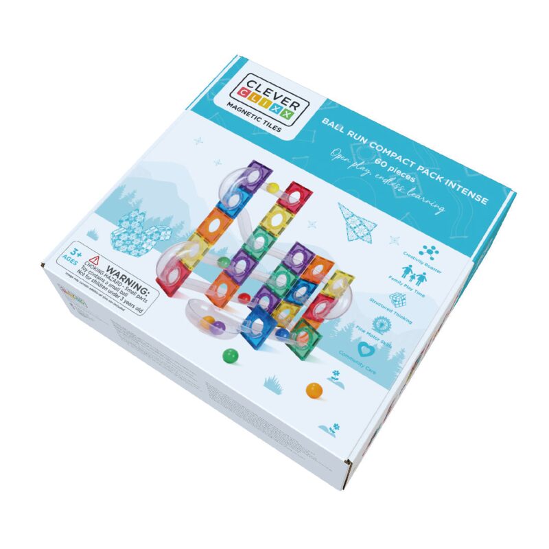 Cleverclixx Ball Run Compact Pack Intense contents — tubes, curves, waves, magnetic squares and balls