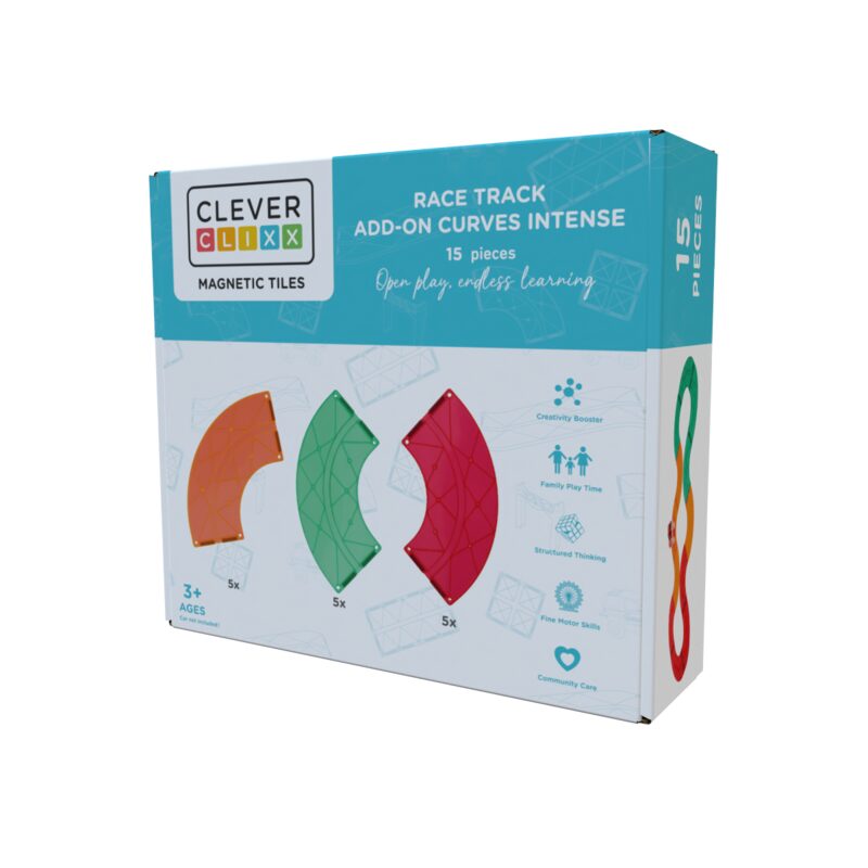 Cleverclixx Race Track Add-on Curves Intense 15 ks — sada doplňkových zatáček k magnetické závodní dráze