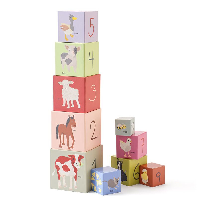 Kids Concept skládací věž 1-10 Aiden — barevná věž z krabiček