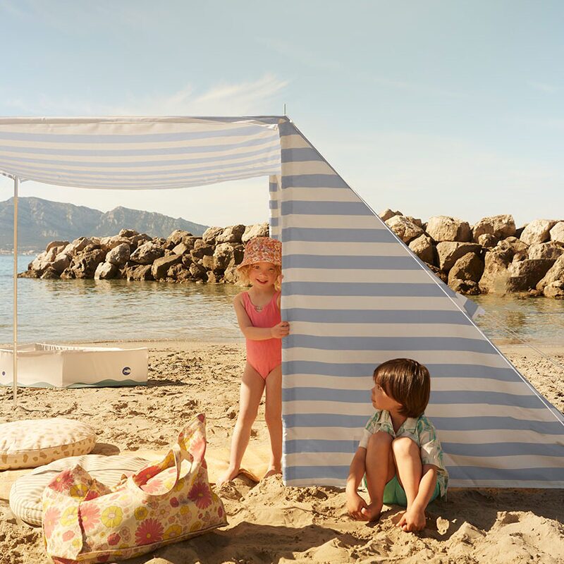 Kids Concept beach tent Blue set up on the beach