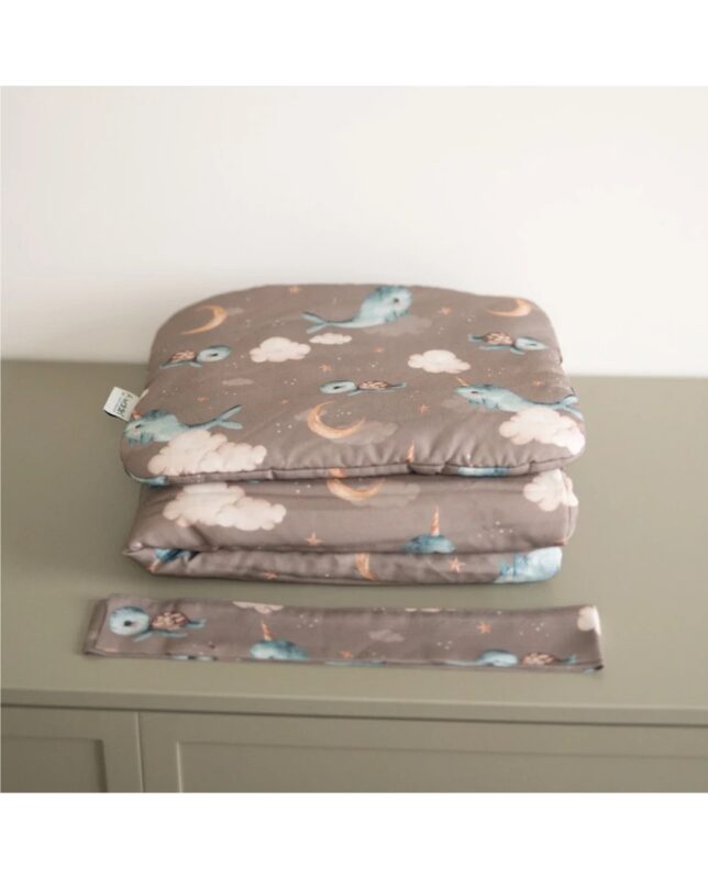 Waldin bamboo baby blanket 75x75 Whales Brown with swaddle ribbon