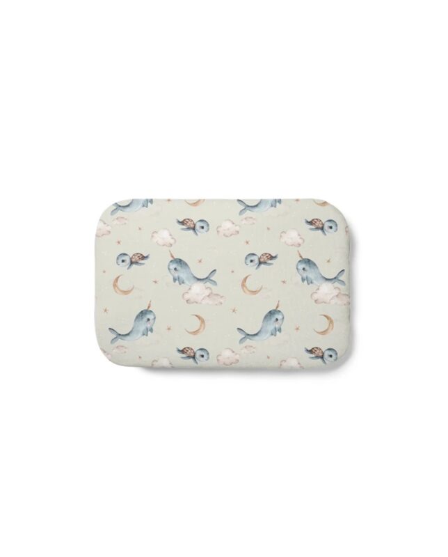 Waldin bamboo children's pillow 60x40 Whales Olive