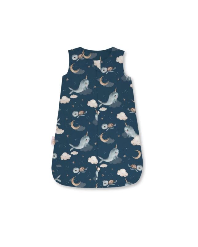 Waldin bamboo baby sleeping bag Whales Dark Blue 0.5 TOG 6-18 months