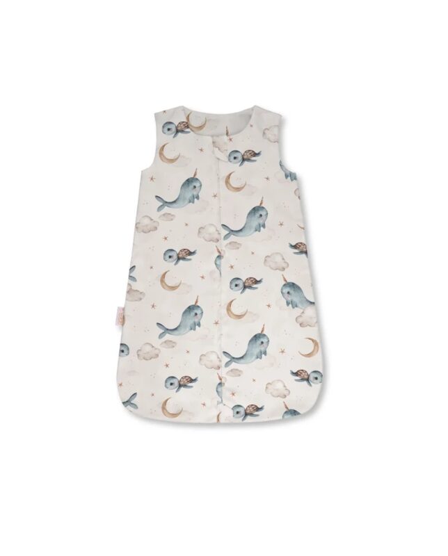 Waldin bamboo baby sleeping bag Whales Olive 2.5 TOG 0-6 months