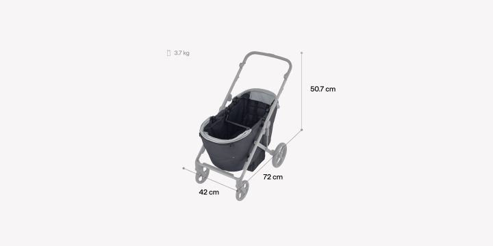 Anex Modu vozík wagon - technické údaje rozměry po složení