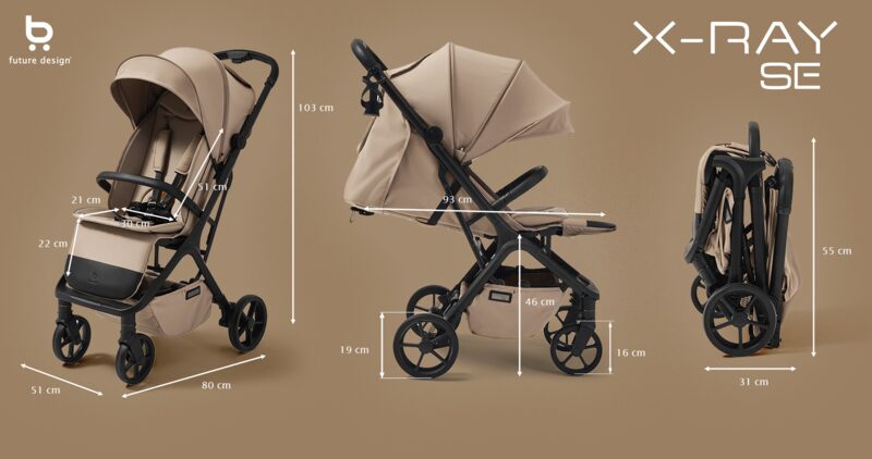 Future Design X-Ray SE — schéma rozměrů sportovního kočárku