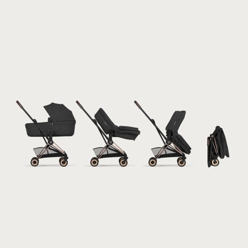 Cybex Coya składanie z gondolą Fold Lux na stelażu etapy składania