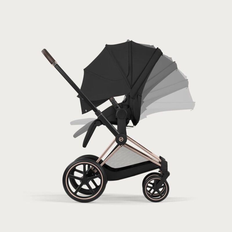 Cybex Priam 5.0 ergonomic lie-flat position and expansive XXL canopy