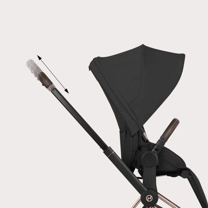 Cybex Priam 5.0 adjustable handlebar &mdash; one-hand height adjustment