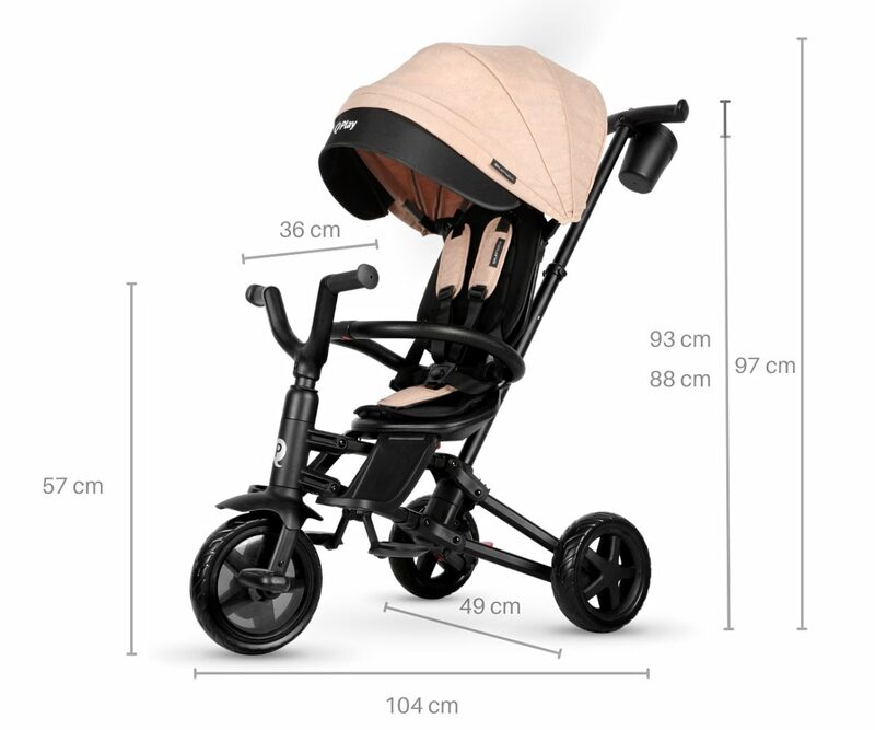 QPlay Nova Niello Khaki - tricycle dimensions