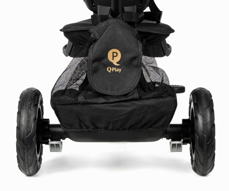 QPlay Rito Deluxe Rubber Grey rear basket and bags