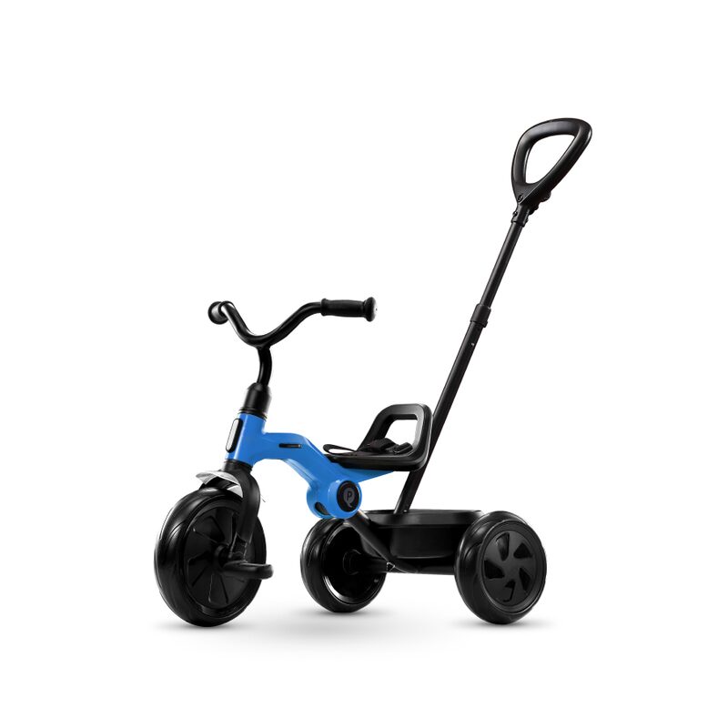 QPlay Ant Plus Sky Blue — skládací tříkolka s vodicí tyčí pro rodiče