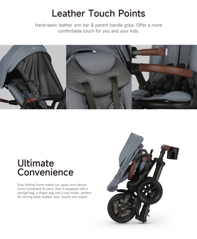 QPlay Nova Deluxe hand-stitched leather details