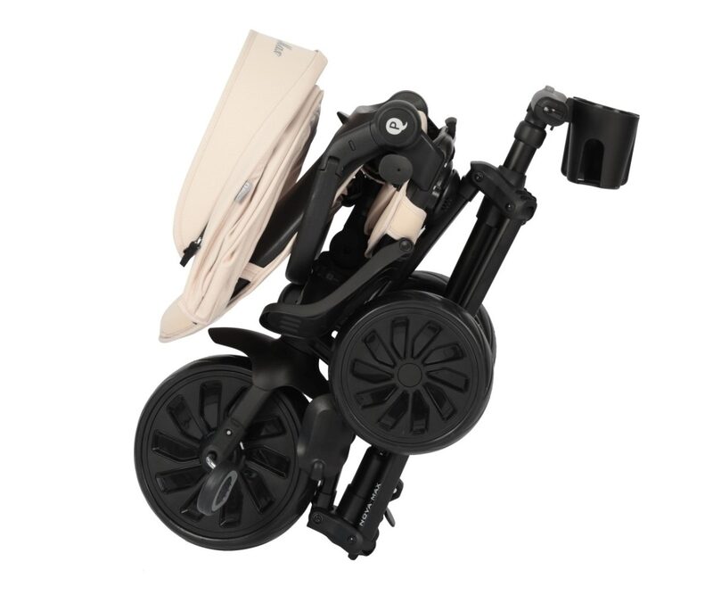 QPlay Nova Max Beige - widok boczny z torba i budka