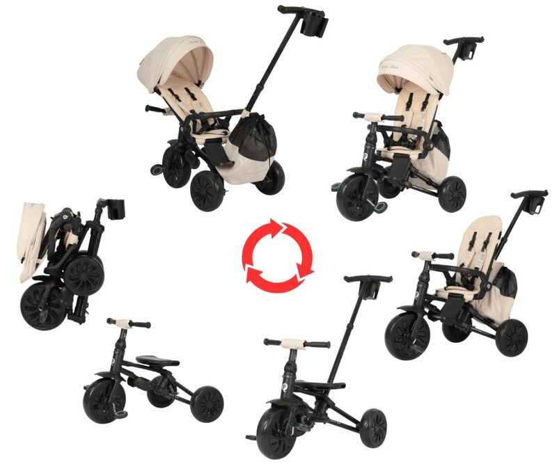 QPlay Nova Max Beige - różne konfiguracje rowerka