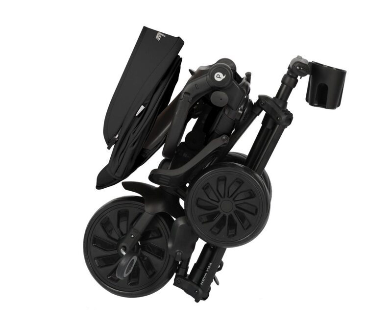 QPlay Nova Max Black - widok boczny z torba i budka
