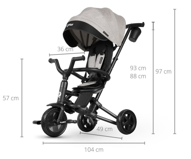QPlay Nova Niello Grey - tricycle dimensions