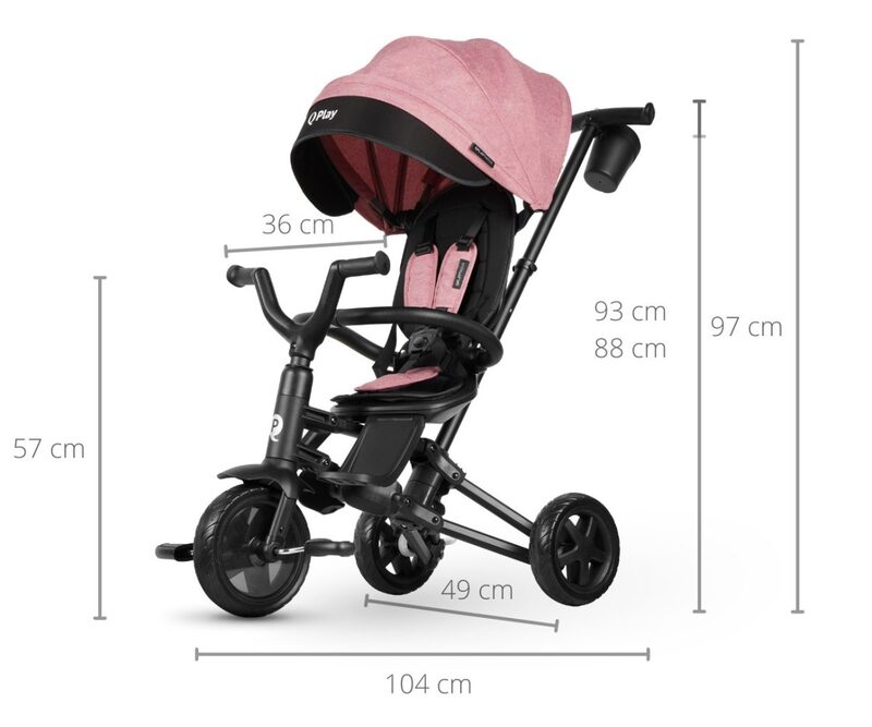 QPlay Nova Niello Pink - tricycle dimensions