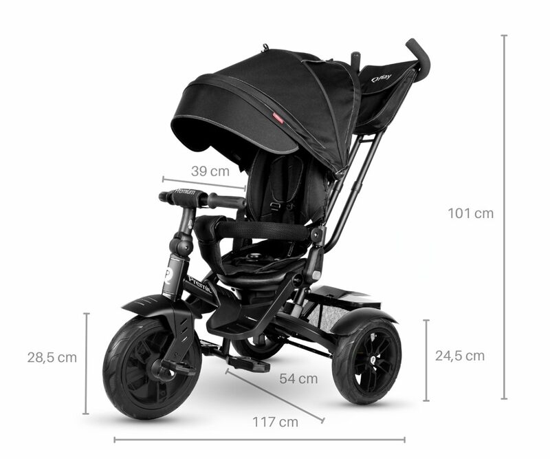 QPlay Premium Black - wymiary: 117 cm długość, 54 cm szerokość, 101 cm wysokość
