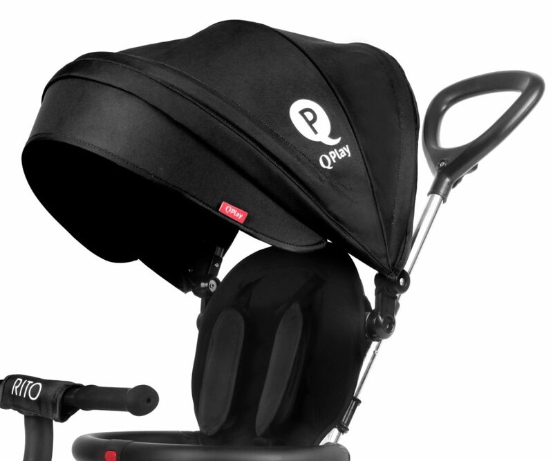 QPlay Rito Black - UV sun canopy with mesh window