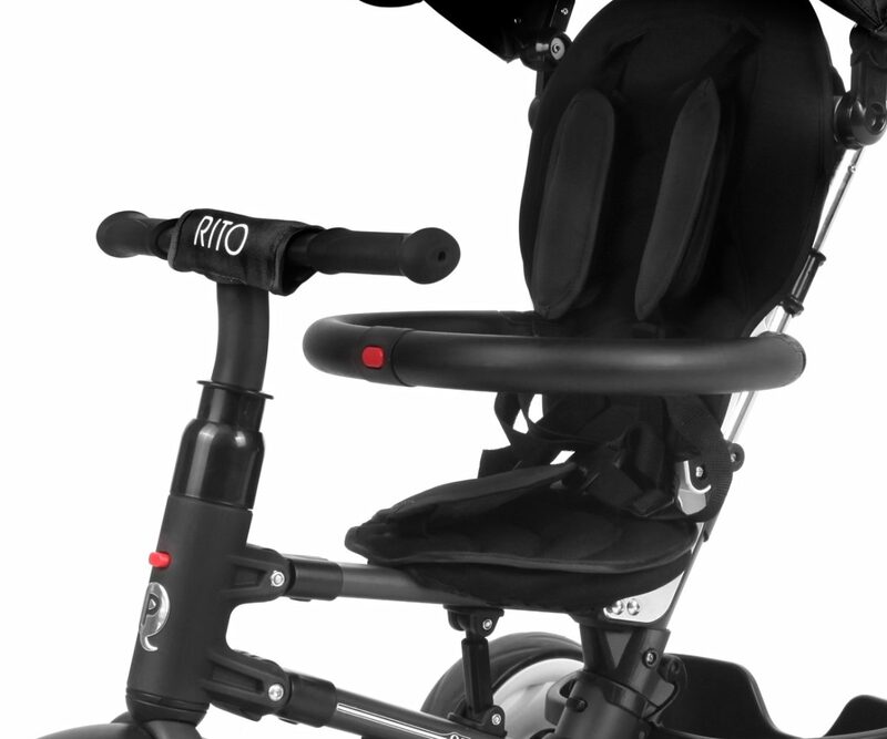 QPlay Rito Black - seat with safety bar and harness