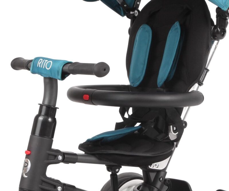 QPlay Rito Green - seat with safety bar and harness
