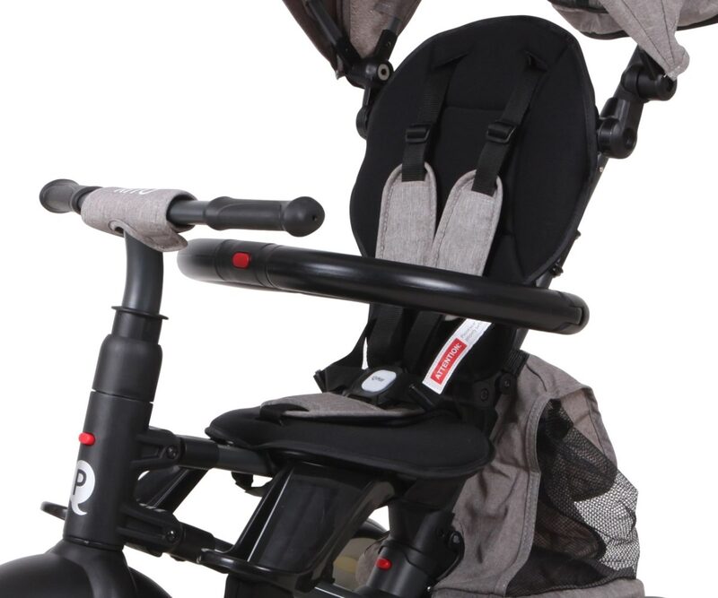 QPlay Rito Plus Grey — safety bar, contoured seat