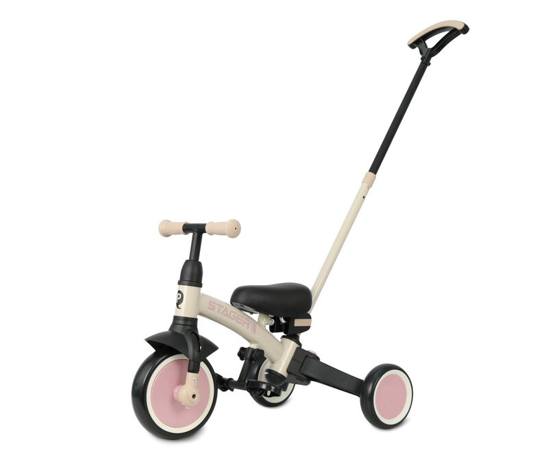 QPlay Stager 3w1 Pink - rowerek trójkołowy z rączka rodzica