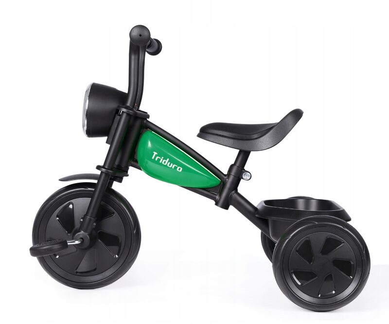 QPlay Triduro Green - profil boczny odrážedla trójkolowego