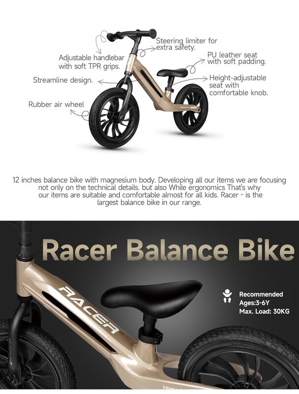 QPlay Racer - prehled vlastnosti: horcikovy ram, nafukovaci kola, sedatko PU, rukojeti TPR, blokada natoceni