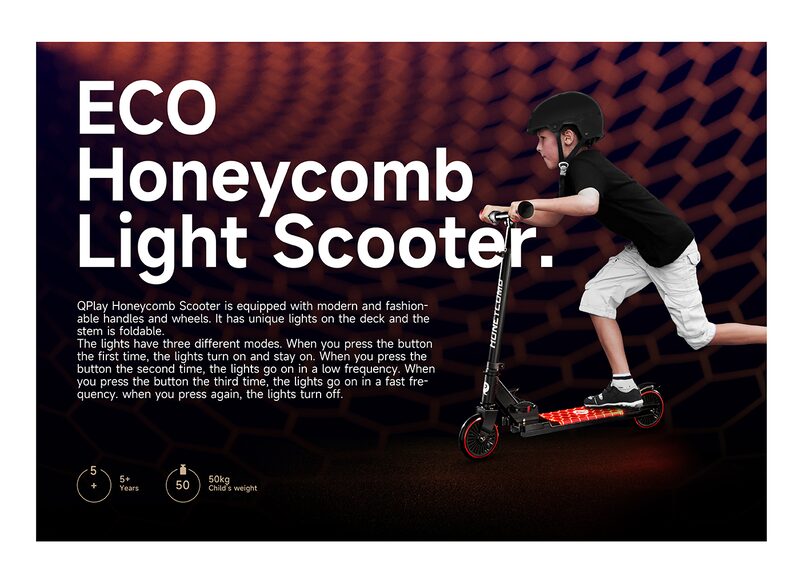 QPlay Honeycomb Green - koloběžka dwukolowa z LED
