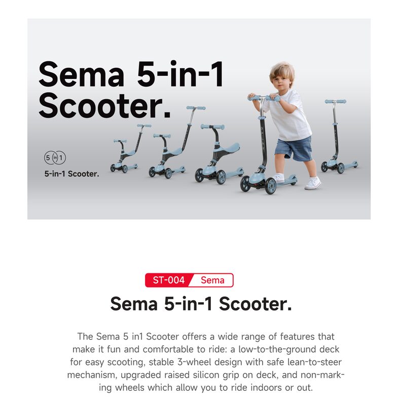QPlay Sema 3v1 Blue - koloběžka trójkolowa wielofunkcyjna