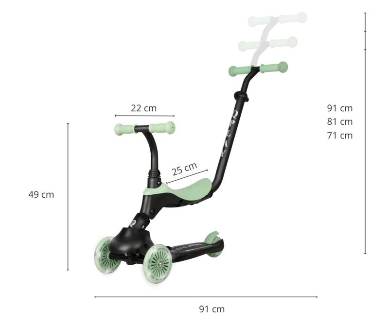 QPlay Sema Evo - ride-on mode dimensions