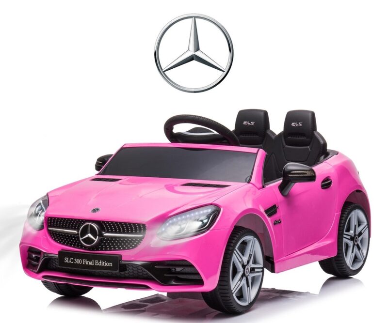 Milly Mally Mercedes-Benz SLC Pink — widok z przodu z włączonymi światłami